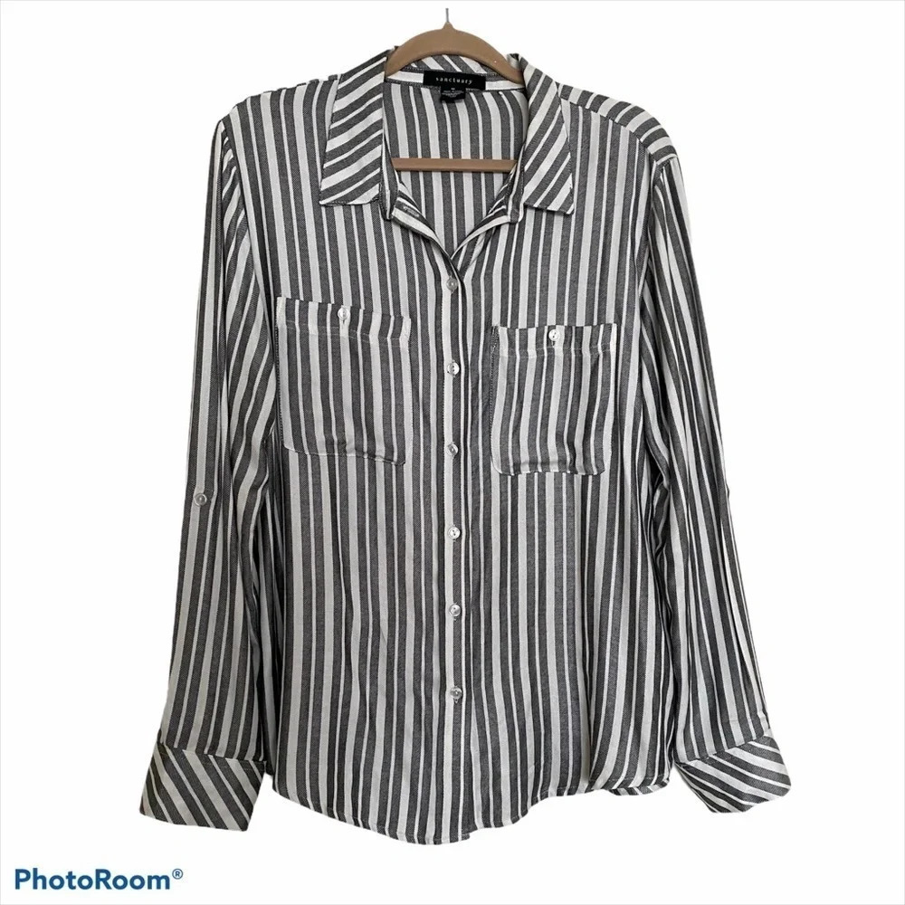 Sanctuary Tomboy Shirt Striped M Top XB0769ZRF755